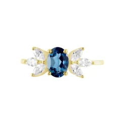 Bague Or Blanc Dayron Topaze Oxydes De Zirconium