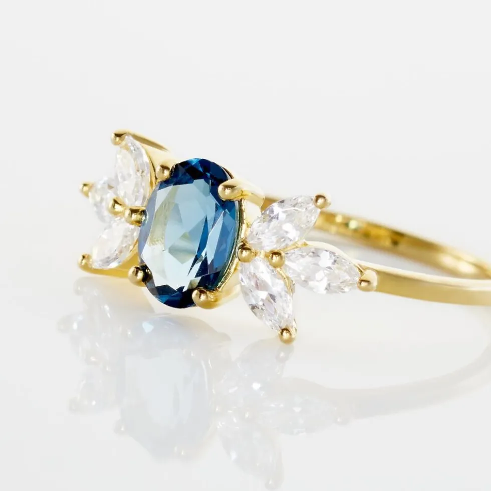 Bague Or Blanc Dayron Topaze Oxydes De Zirconium