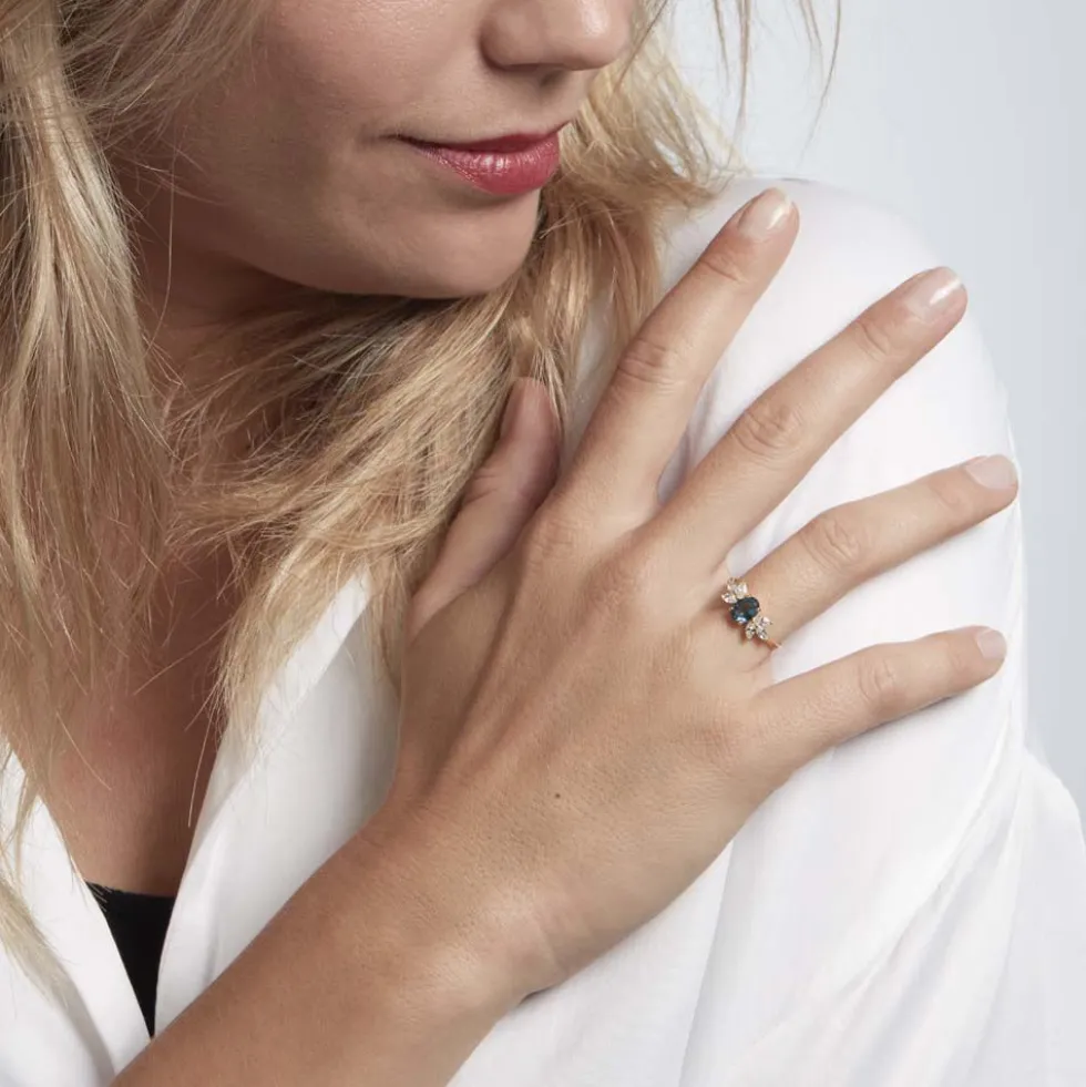 Bague Or Blanc Dayron Topaze Oxydes De Zirconium