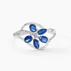 Bague Orchidee Or Blanc Saphir Diamant