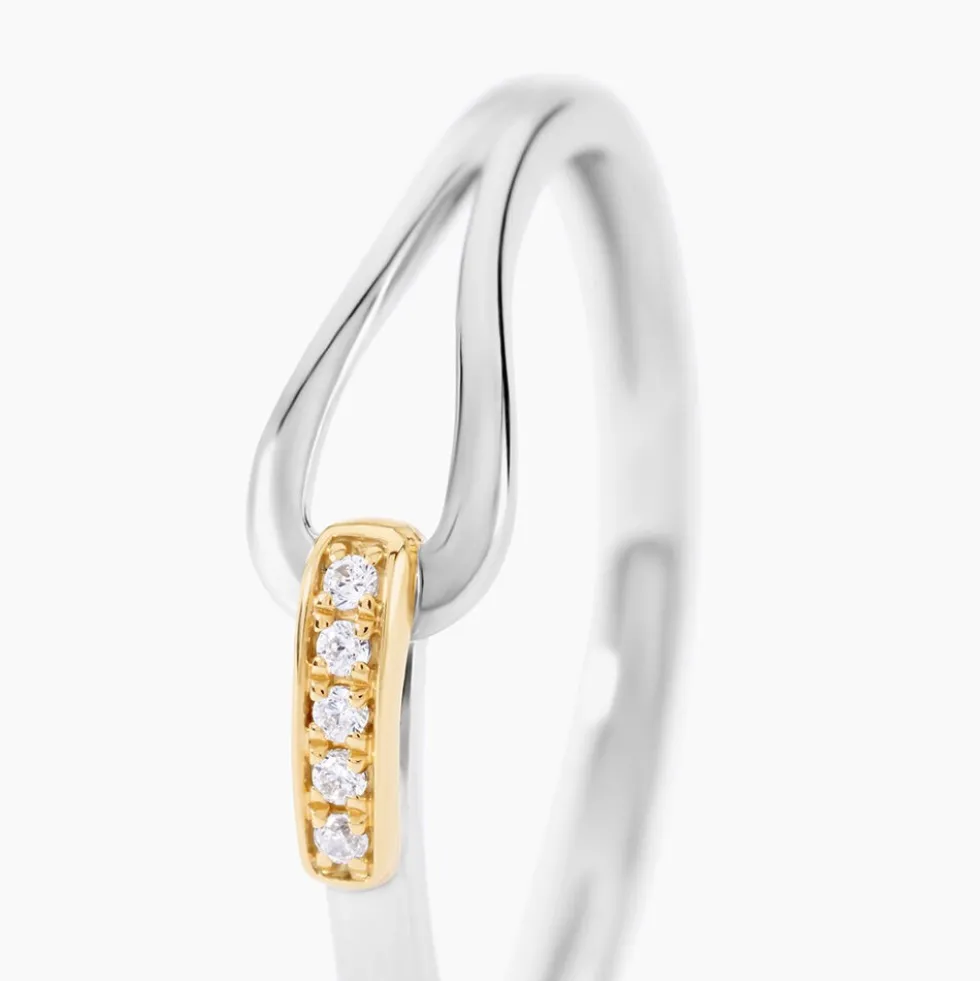 Bague Or Jaune Argent Blanc Oxyde De Zirconium