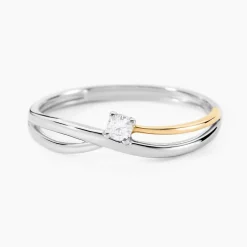 Bague Or Jaune Argent Blanc Oxyde De Zirconium