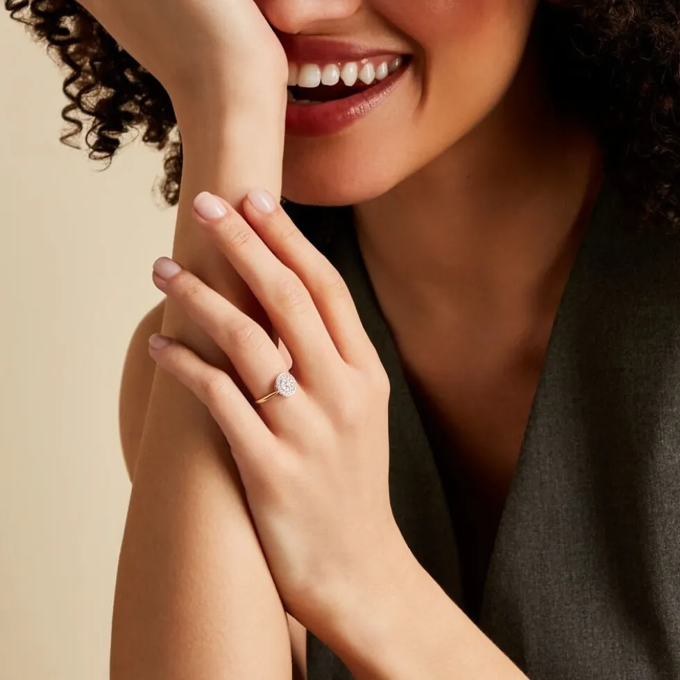 Bague Or Jaune Cristen Oxyde De Zirconium