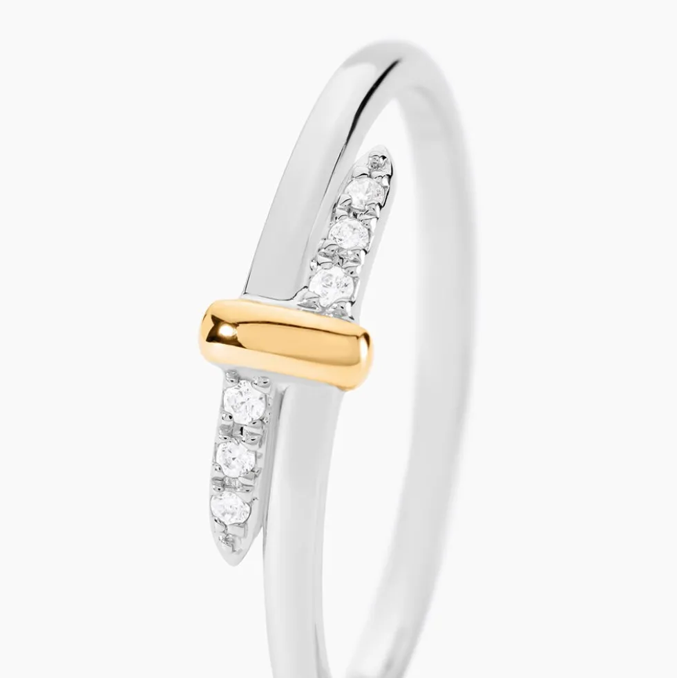 Bague Or Jaune et Argent Blanc Oxyde De Zirconium