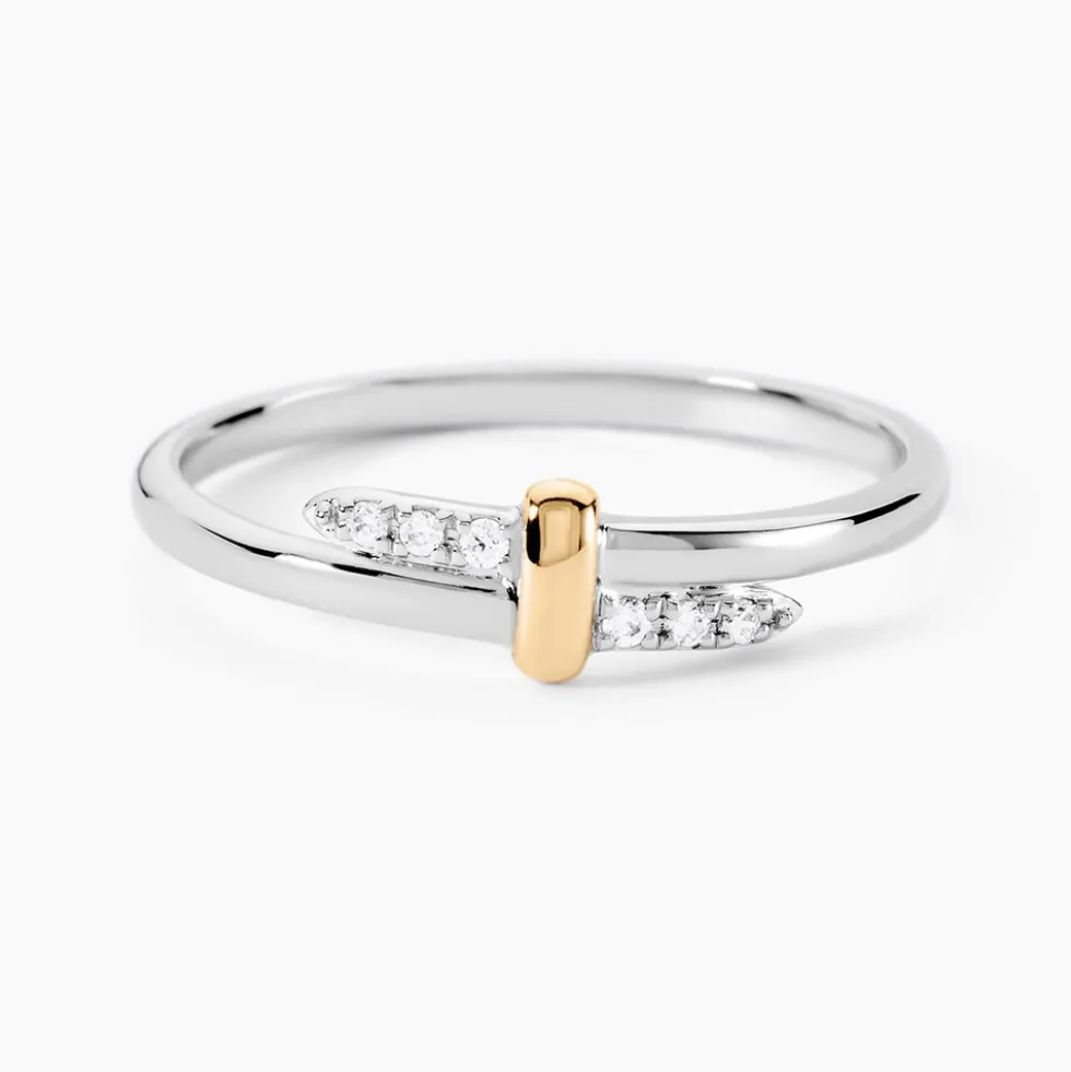 Bague Or Jaune et Argent Blanc Oxyde De Zirconium