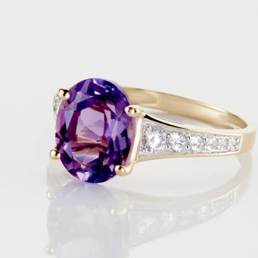 Bague Or Jaune Marie-camille Améthyste Oxydes De Zirconium