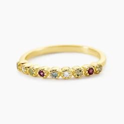 Bague Poem Argent Jaune Oxyde De Zirconium Péridot Rhodolite