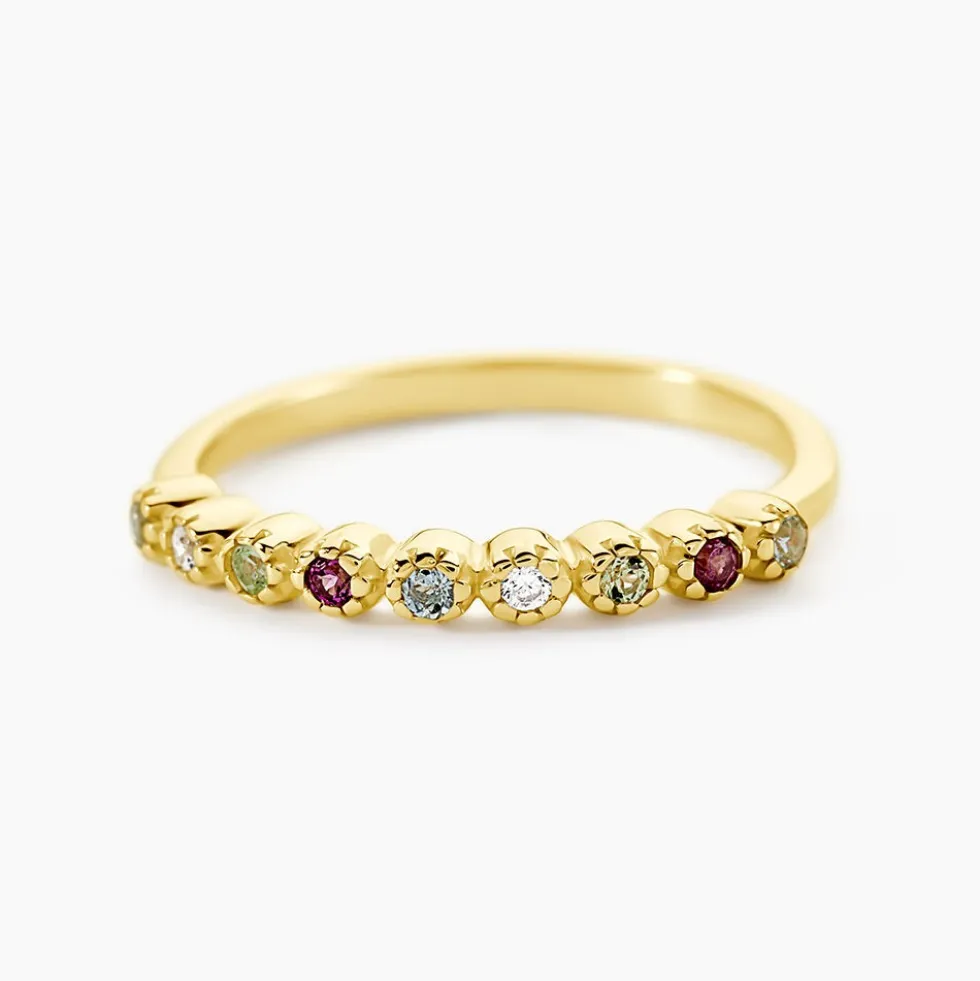 Bague Poem Argent Jaune Oxyde De Zirconium Péridot Rhodolite