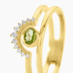Bague Poem Argent Jaune Péridot Oxyde De Zirconium