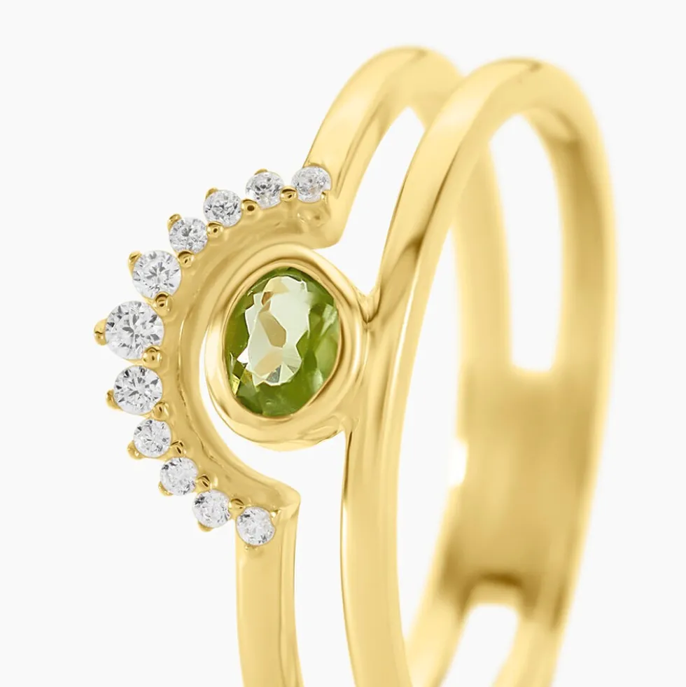 Bague Poem Argent Jaune Péridot Oxyde De Zirconium