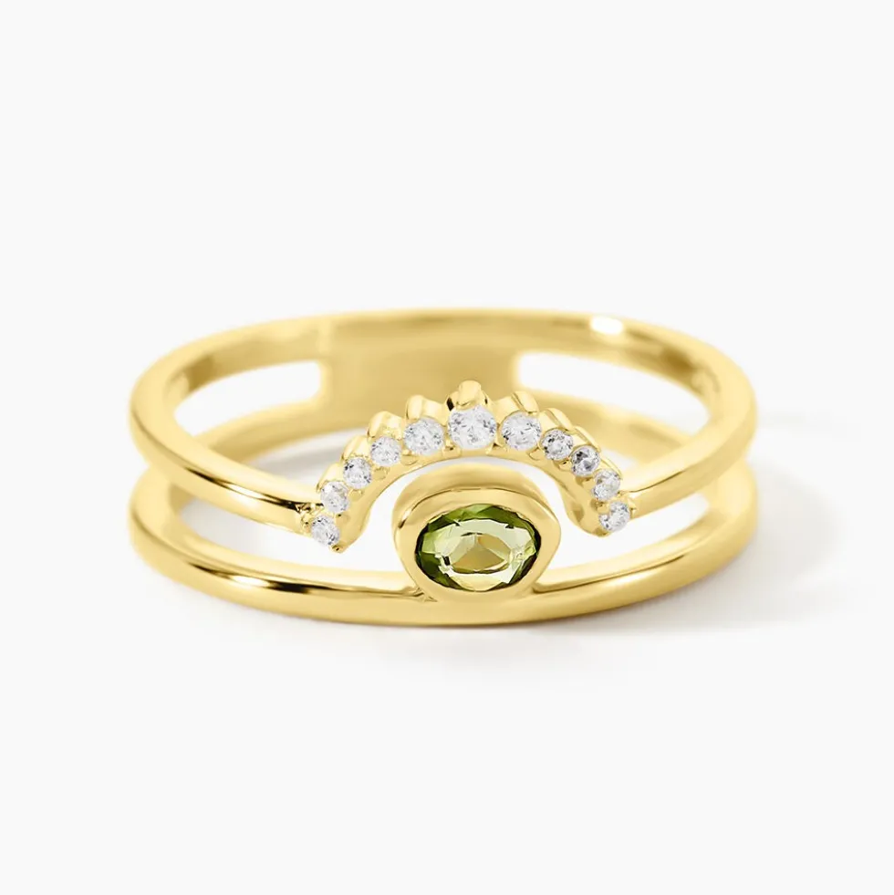Bague Poem Argent Jaune Péridot Oxyde De Zirconium
