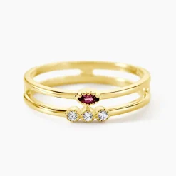 Bague Poem Argent Jaune Rhodolite Oxyde De Zirconium