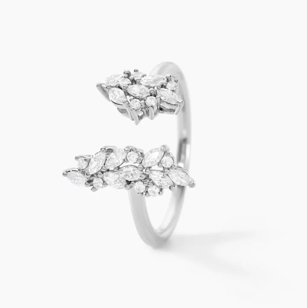 Bague Précieux Flocon Argent Blanc Oxyde De Zirconium