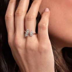 Bague Précieux Flocon Argent Blanc Oxyde De Zirconium