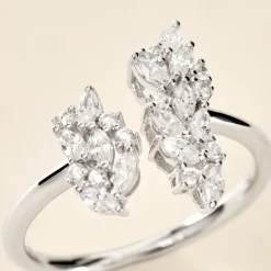 Bague Précieux Flocon Argent Blanc Oxyde De Zirconium