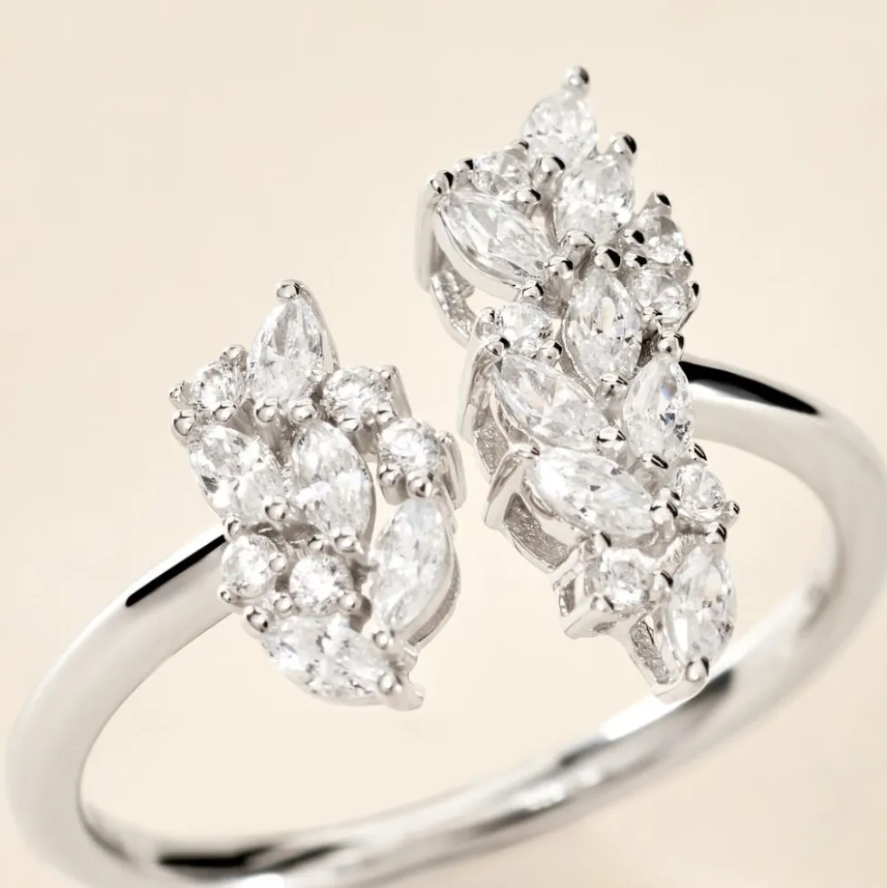 Bague Précieux Flocon Argent Blanc Oxyde De Zirconium