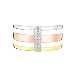 Bague Rainbow Or Tricolore Diamant