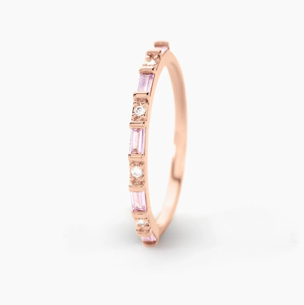 Bague Reflets Romantiques Argent Rose Oxyde De Zirconium