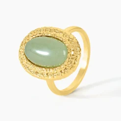 Bague Ria Acier Jaune Aventurine