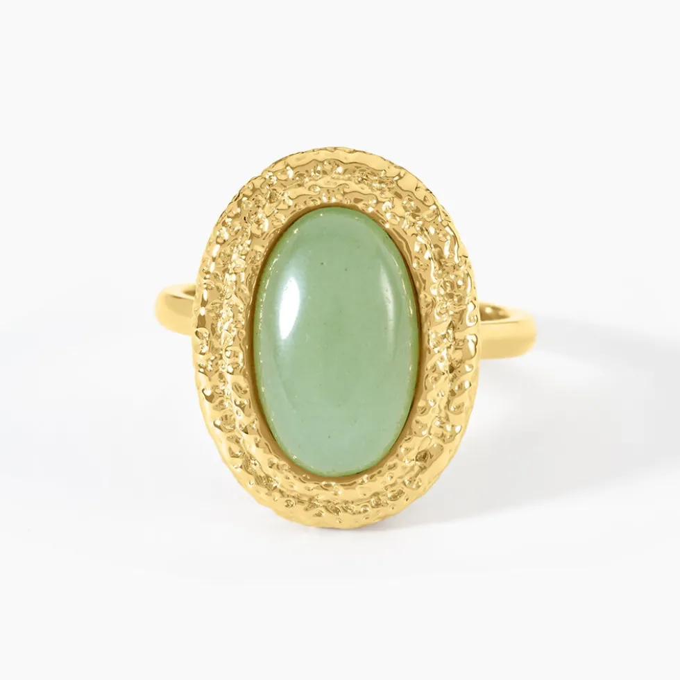 Bague Ria Acier Jaune Aventurine