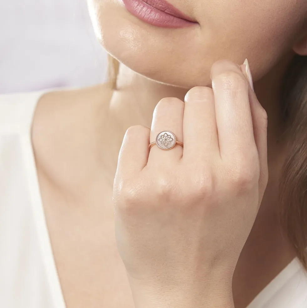 Bague Rosae Argent Rose Nacre