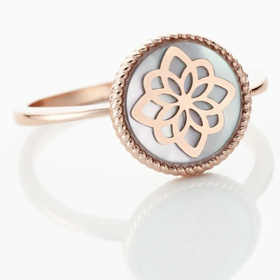 Bague Rosae Argent Rose Nacre