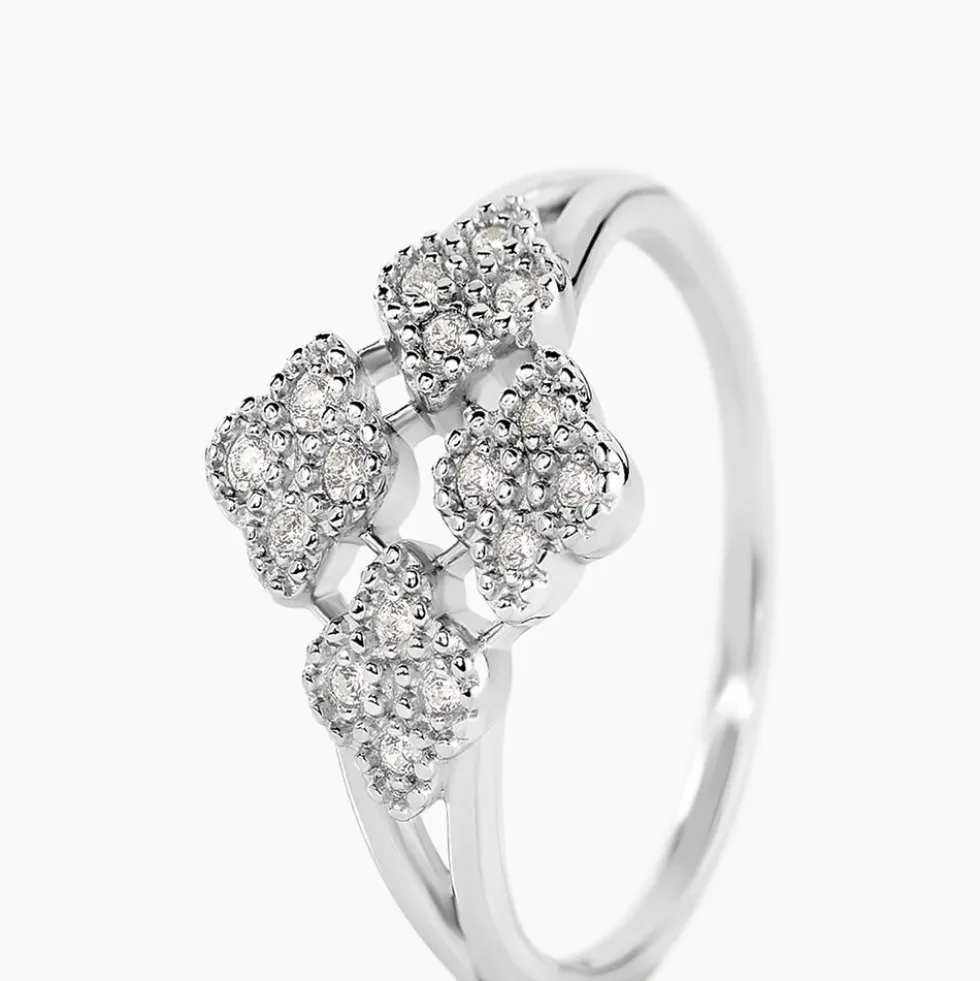 Bague Roseraie Argent Blanc Oxyde De Zirconium
