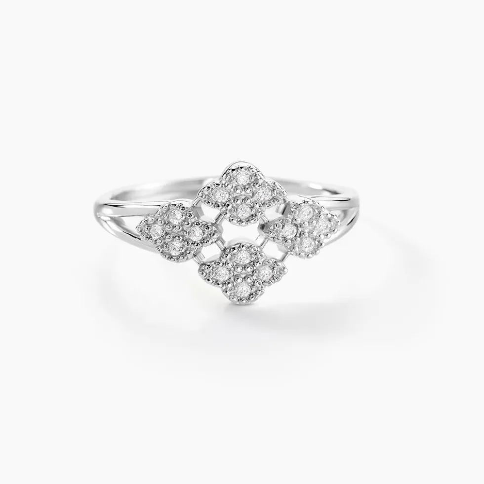 Bague Roseraie Argent Blanc Oxyde De Zirconium