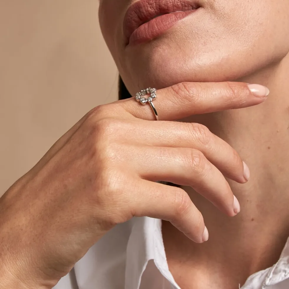 Bague Ryo Argent Blanc Oxyde De Zirconium