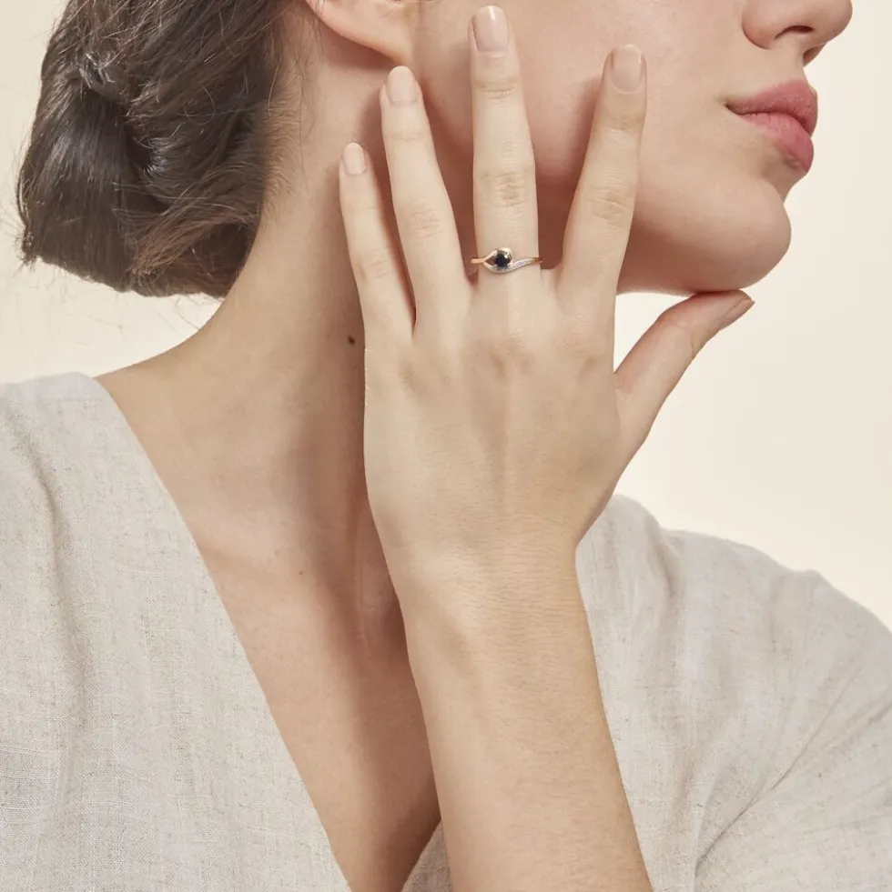 Bague Sagesse Or Jaune Saphir Et Diamant