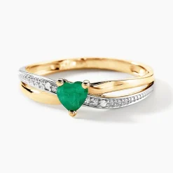 Bague Skylar Or Bicolore Emeraude Diamant