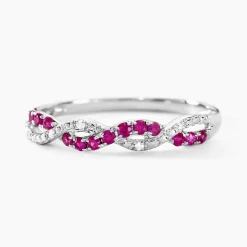 Bague Sofia Or Blanc Rubis Et Diamant