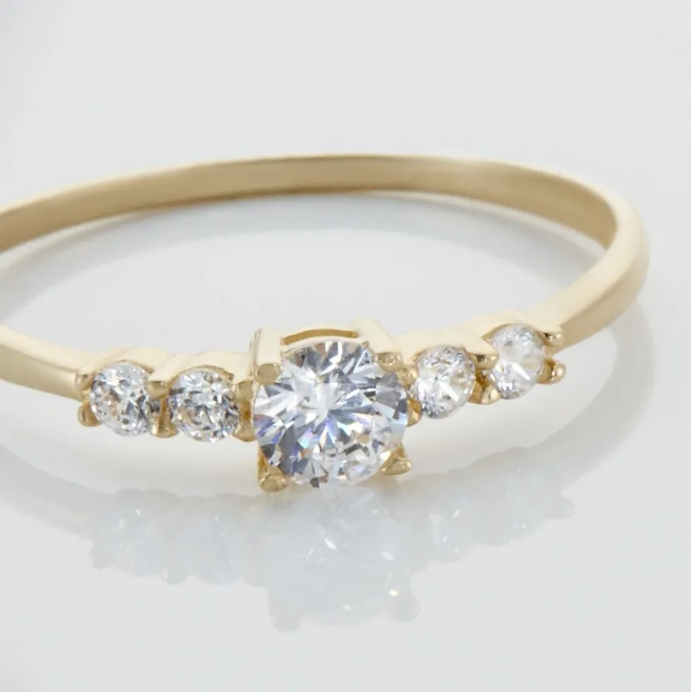 Bague Solitaire Accompagné Or Jaune Antonette Oxyde De Zirconium
