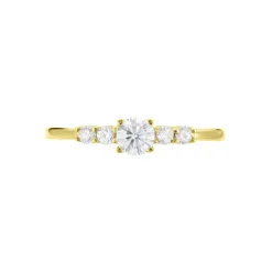 Bague Solitaire Accompagné Or Jaune Antonette Oxyde De Zirconium