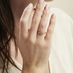 Bague Solitaire Accompagné Or Jaune Antonette Oxyde De Zirconium