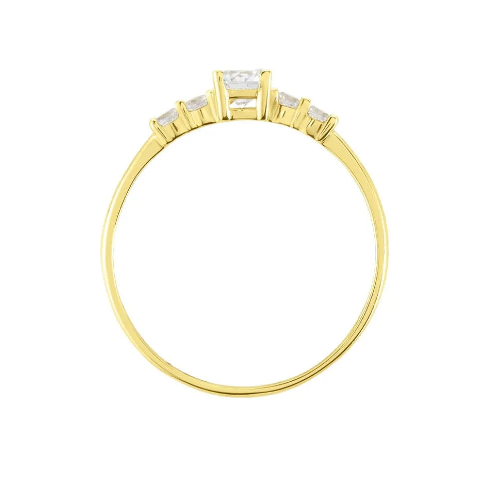 Bague Solitaire Accompagné Or Jaune Antonette Oxyde De Zirconium