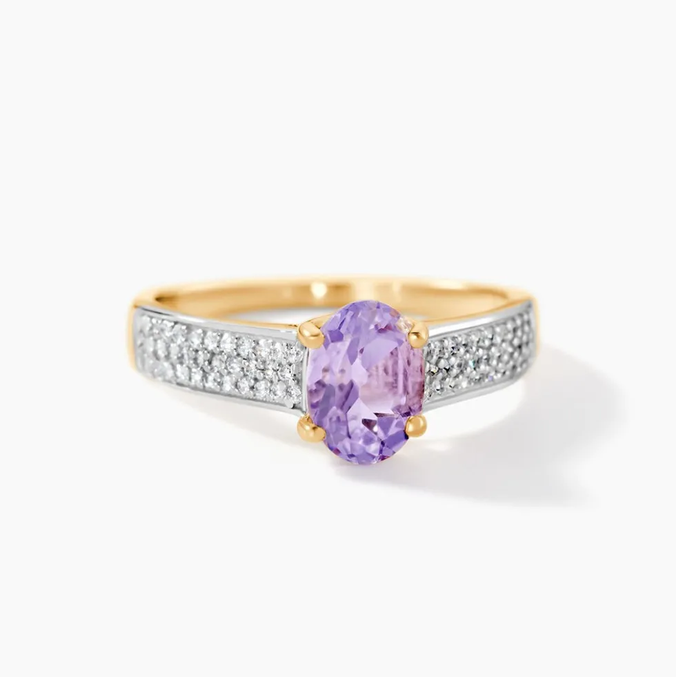 Bague Solitaire Crista Or Jauneamethyste Et Oxyde