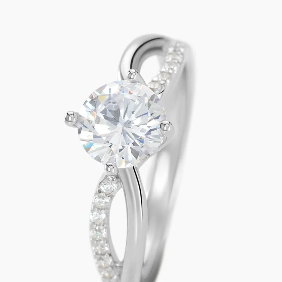 Bague Solitaire Essie Argent Blanc Oxyde De Zirconium