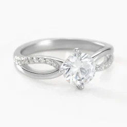 Bague Solitaire Essie Argent Blanc Oxyde De Zirconium