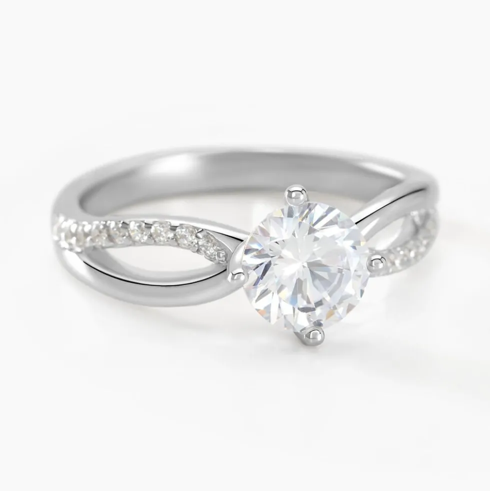 Bague Solitaire Essie Argent Blanc Oxyde De Zirconium