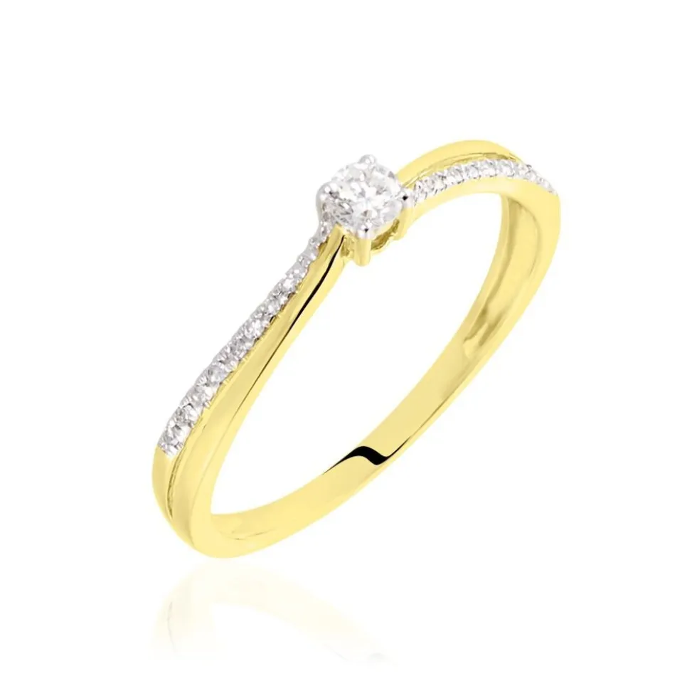 Bague Solitaire Finesse Or Jaune Diamant Diamants