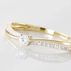 Bague Solitaire Finesse Or Jaune Diamant Diamants