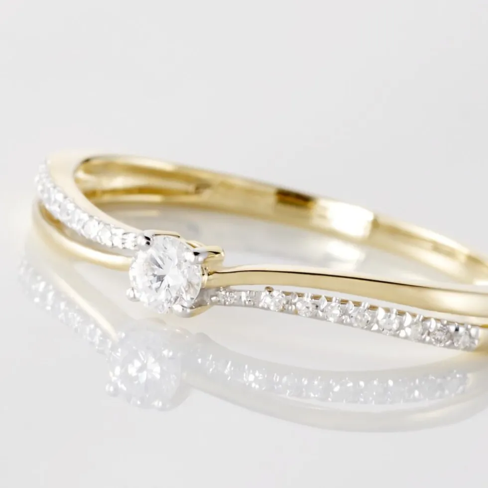 Bague Solitaire Finesse Or Jaune Diamant Diamants