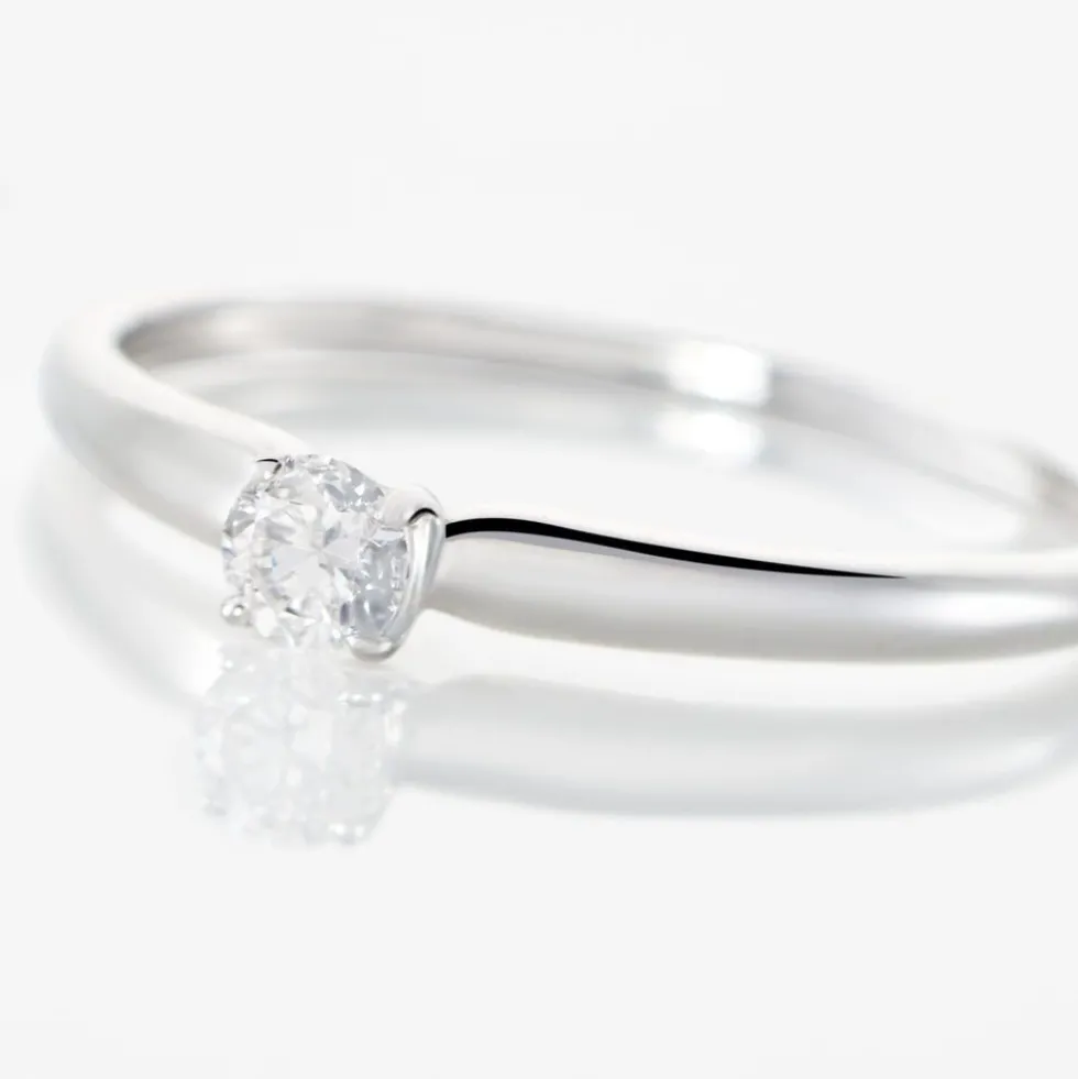 Bague Solitaire Flora Or Blanc Diamant