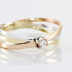 Bague Solitaire Gisla Or Tricolore Diamant