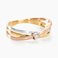 Bague Solitaire Gisla Or Tricolore Diamant