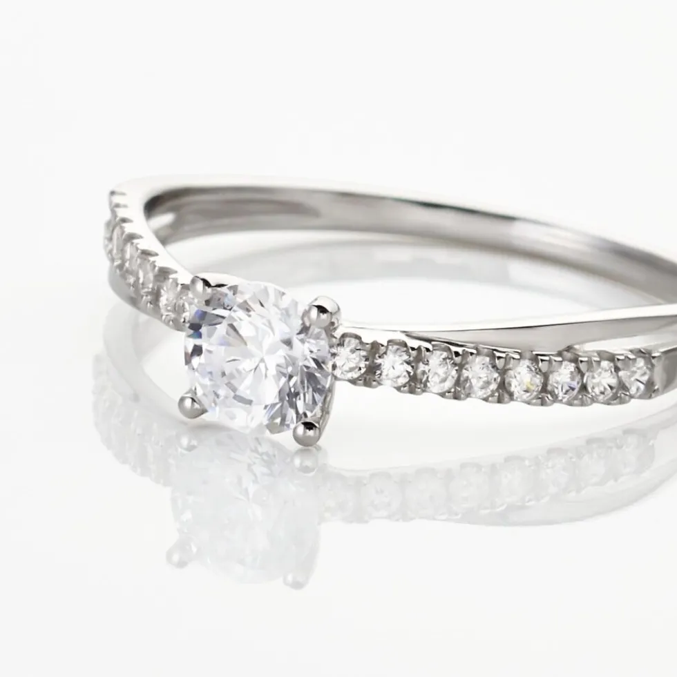 Bague Solitaire Kanel Or Blanc Oxyde De Zirconium