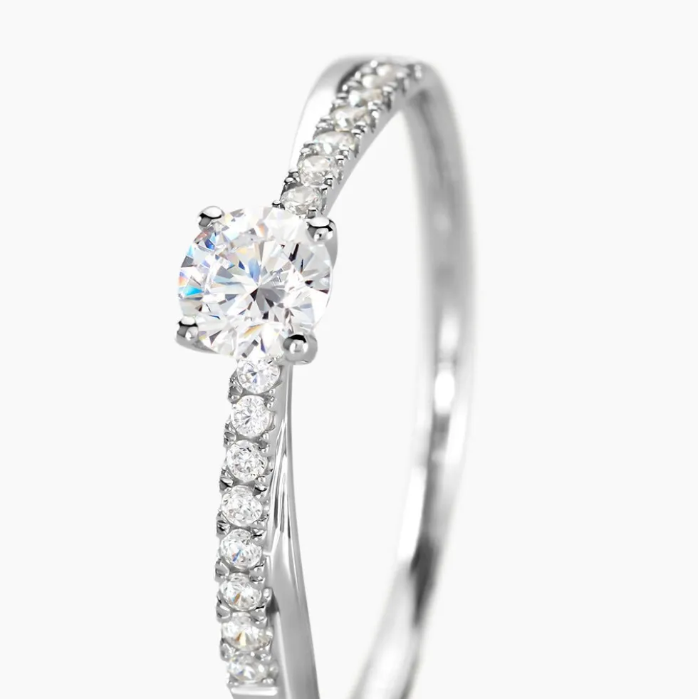 Bague Solitaire Kanel Or Blanc Oxyde De Zirconium