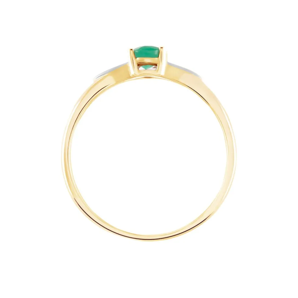 Bague Solitaire Ludmilla Or Jaune Emeraude Et Diamant