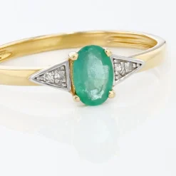 Bague Solitaire Ludmilla Or Jaune Emeraude Et Diamant